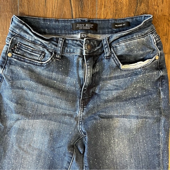 Judy Blue Keene Mid Rise Bleach Splattered Mineral Wash Relaxed Fit SZ 9/29 - Picture 7 of 9
